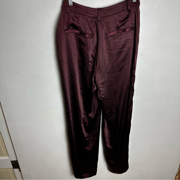 Good American Satin Pants Wide Leg Trouser Women's Size 2 or 26 Burgundy Stretch - Picture 4 of 13